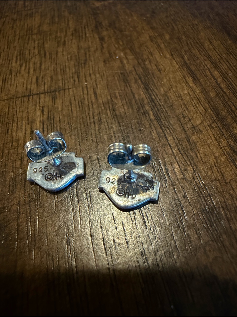 Harley-Davidson Silver Shield Earrings - Picture 2 of 2